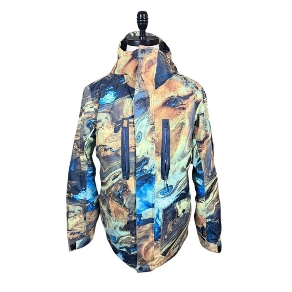 GSOU SNOW Mens Ski Jacket Small 15K Waterproof Breathable Marble Print‎ Parka